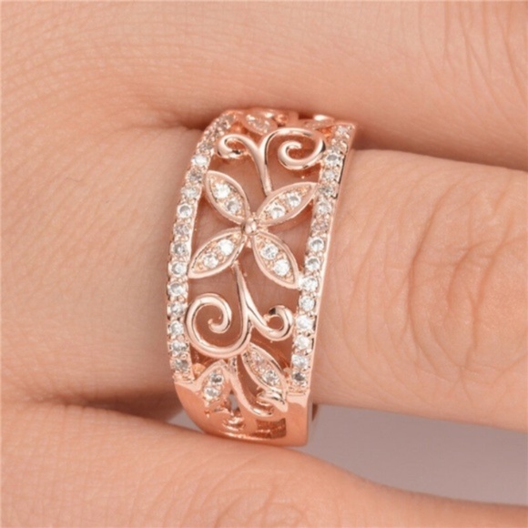 Jewelry - Rose Gold Filled Jewelry White Sapphire Ring New